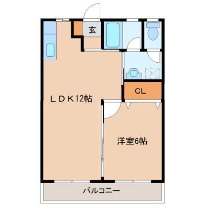 JHRIII(1LDK/3階)の間取り写真