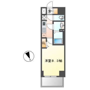 アドバンス名古屋ワイノット(1K/9階)の間取り写真