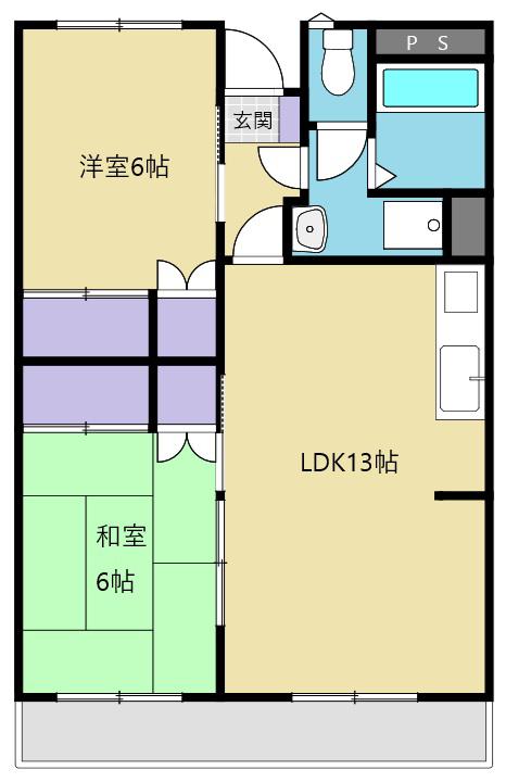 幸ハイツ(2LDK/3階)の間取り写真