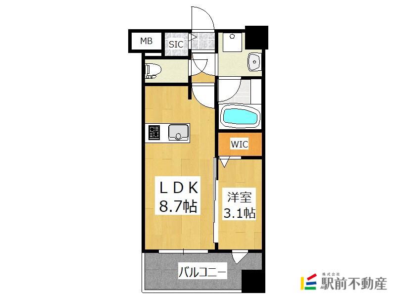グランフォーレ千早マークスクエアウエスト(1LDK/11階)の間取り写真