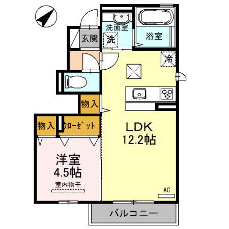 メゾン・ド・ボヌール 秀 B(1LDK/1階)の間取り写真