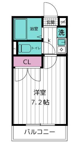 ジュネスK・R(1K/2階)の間取り写真
