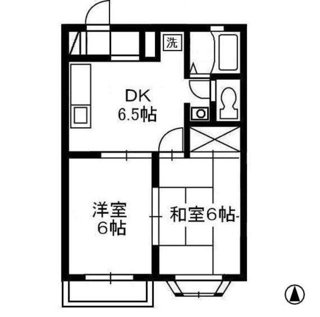 エスポワール都I B棟(2DK/2階)の間取り写真