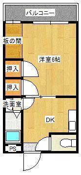 エスポワール和白東(1DK/3階)の間取り写真
