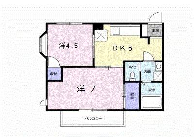 ラベンダーの丘(2DK/1階)の間取り写真
