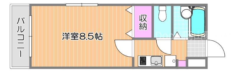 FLAT LEAVES学南町(1K/2階)の間取り写真
