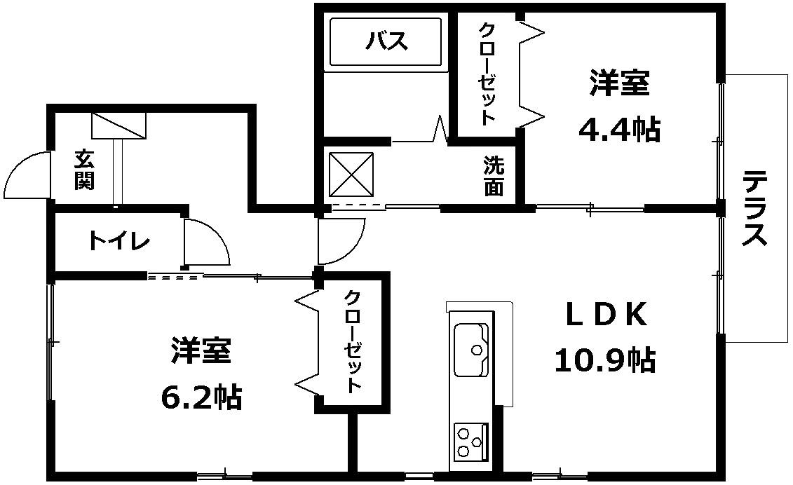 エルメゾン・ブランカ(2LDK/1階)の間取り写真