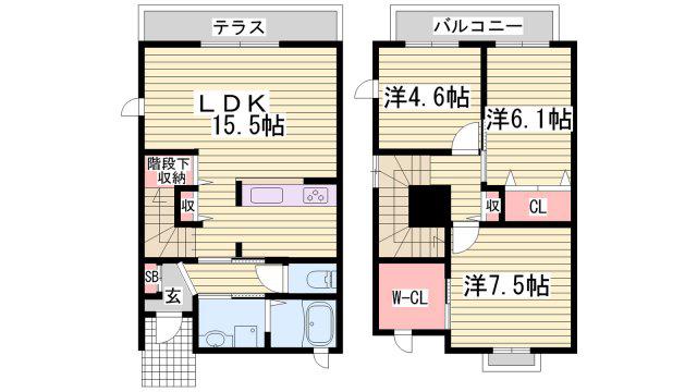 プチウエストIII F棟(3LDK/1階)の間取り写真