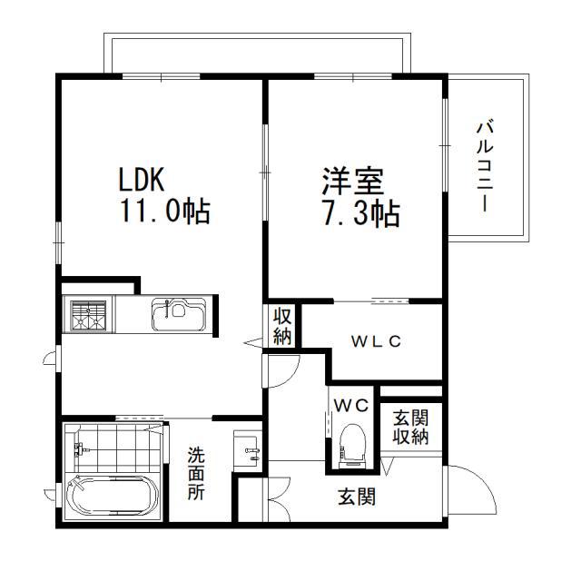 レフィシア(1LDK/1階)の間取り写真