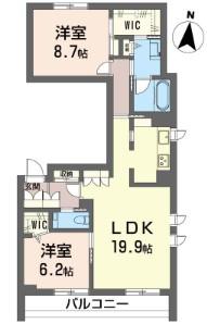 ヴァーダントエデン 深沢(2LDK/2階)の間取り写真