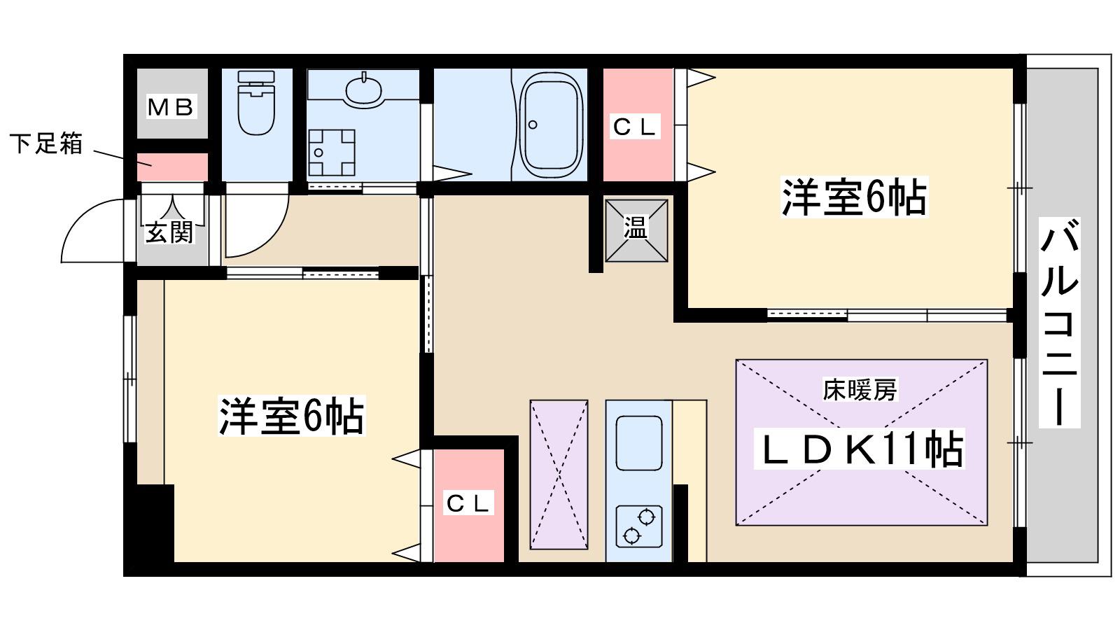 第20関根マンション(2LDK/6階)の間取り写真