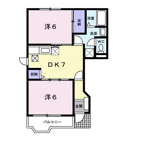 サンセール(2DK/1階)の間取り写真