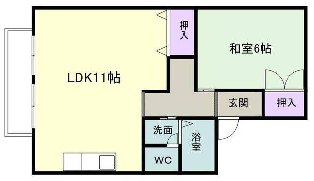 セジュールのざきC棟(1LDK/2階)の間取り写真