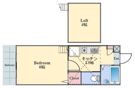 アザレ生麦A(1K/2階)の間取り写真