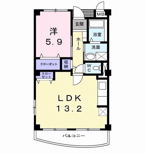 ポワール・フルール(1LDK/3階)の間取り写真