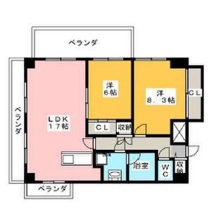 プレディアスタイル白川公園(2LDK/13階)の間取り写真