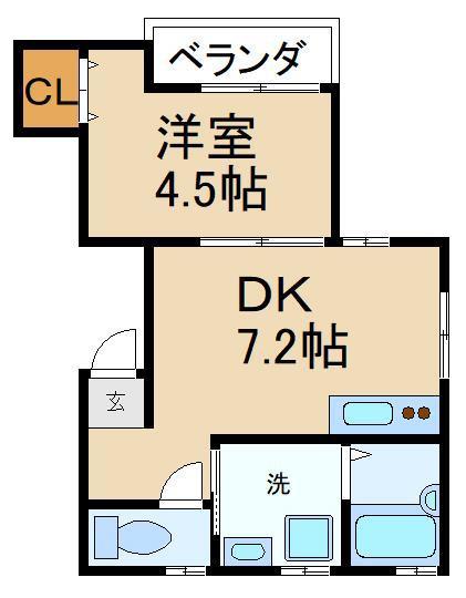 レーヴハイツ(1DK/2階)の間取り写真