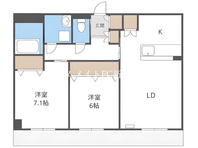 ラスベート(2LDK/1階)の間取り写真