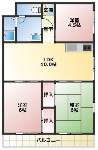 パレシュペルブII(3LDK/2階)の間取り写真