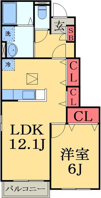 スワン リヴィエール(1LDK/1階)の間取り写真