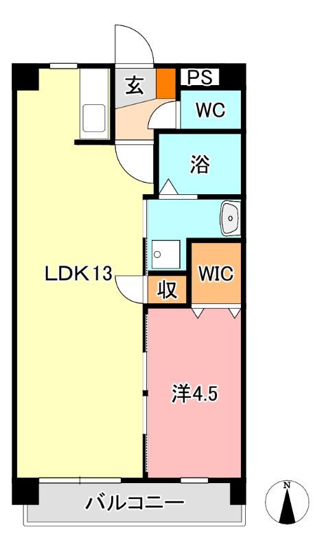 下中野S-1ビル(1LDK/4階)の間取り写真