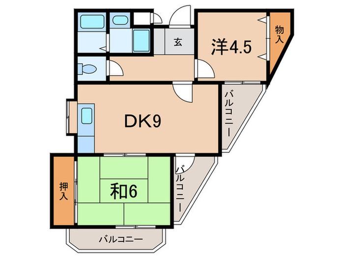 エスポワール武庫之荘北V(2DK/3階)の間取り写真