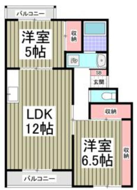 リバーテラス中の郷B(2LDK/3階)の間取り写真