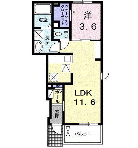 グラース メゾン中ノ町II(1LDK/1階)の間取り写真