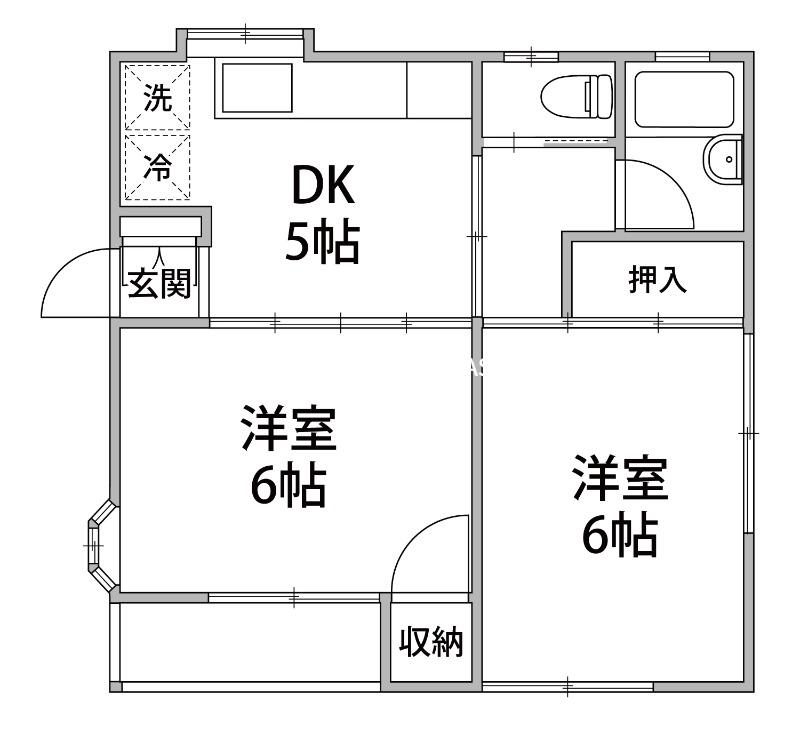 ロコ・ハウス鵠沼(2DK/2階)の間取り写真