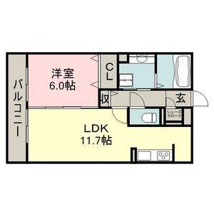 ハピネス光II(1LDK/1階)の間取り写真
