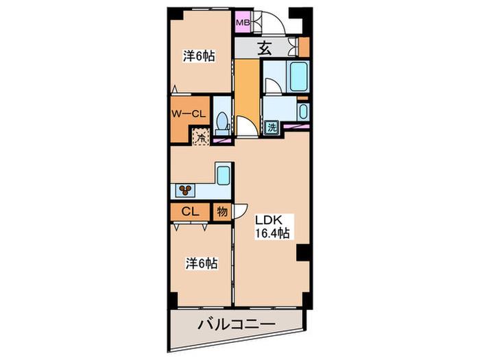 GRANDE RICHESSE溝の口(2LDK/2階)の間取り写真