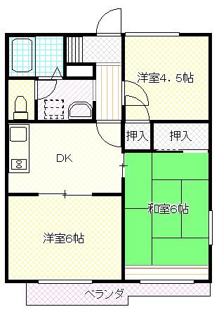 ミストハイツ A(3K/1階)の間取り写真