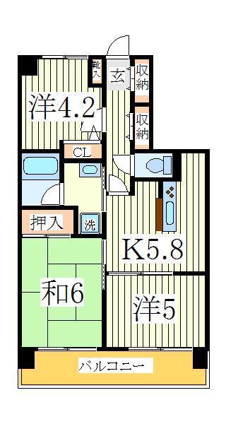 マイキャッスル柏豊四季(3K/3階)の間取り写真