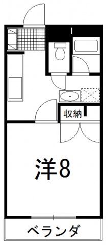 ハイコンスビル4(1K/3階)の間取り写真