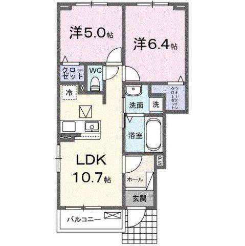 グレース辰の木(2LDK/1階)の間取り写真
