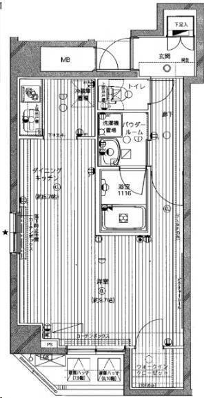 メインステージ浅草橋II(1DK/8階)の間取り写真
