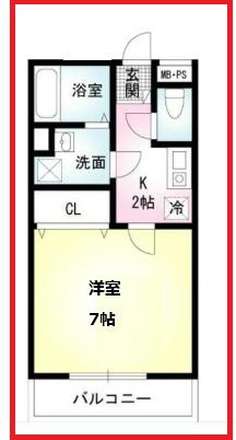 ジーハウス(1K/2階)の間取り写真