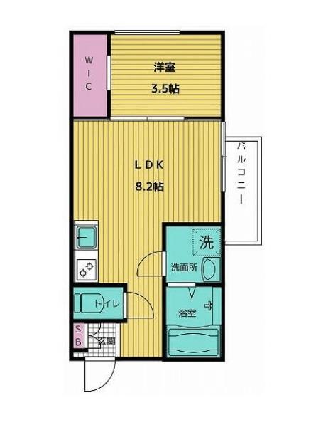 プリシェール港陽(1LDK/3階)の間取り写真