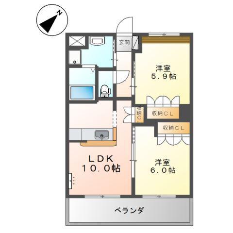 モンシェリーミューズ(2LDK/1階)の間取り写真