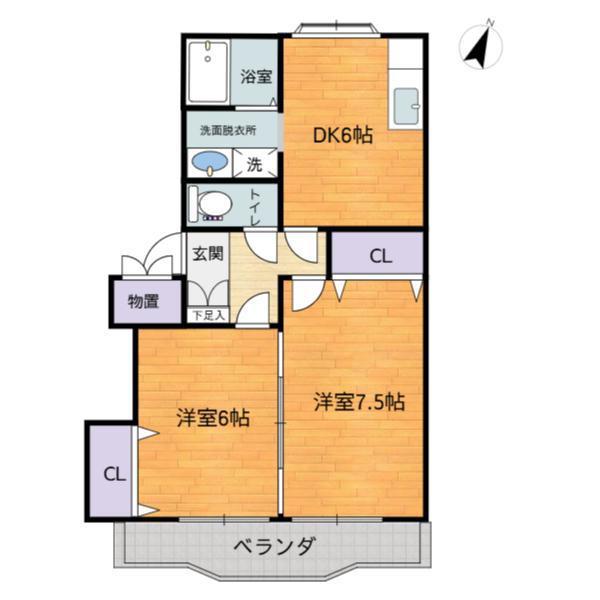 フォーレストガーデン D棟(2DK/1階)の間取り写真