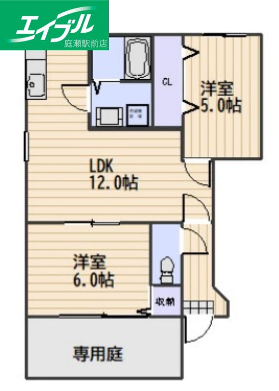 ハイ・ツリー21 B(2LDK/1階)の間取り写真