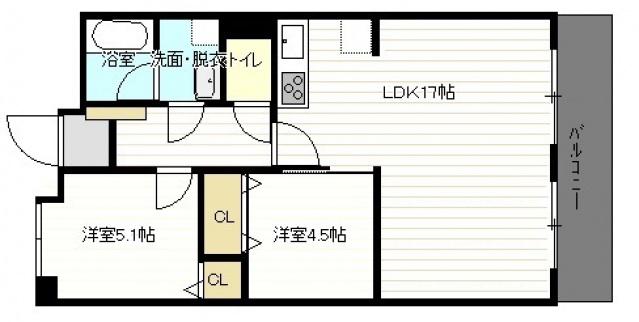 シャンボール国泰寺(2LDK/10階)の間取り写真