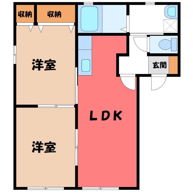 ルミエールA(2LDK/1階)の間取り写真
