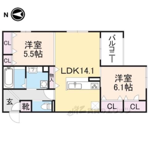 EMOUVOIR(2LDK/2階)の間取り写真