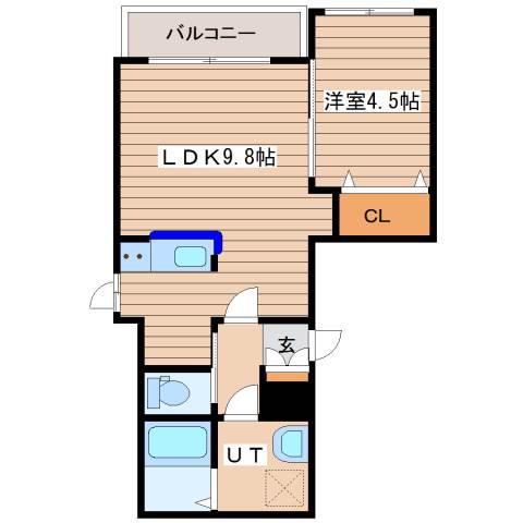 ラグゼ山の手(1LDK/1階)の間取り写真
