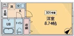 ディアコートプライム(1K/3階)の間取り写真