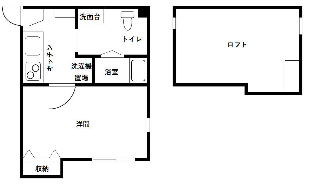 チェルカーレ箱崎(1K/2階)の間取り写真