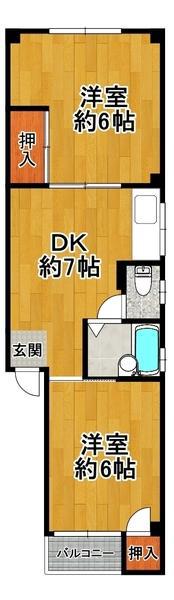 中川マンション(2DK/3階)の間取り写真