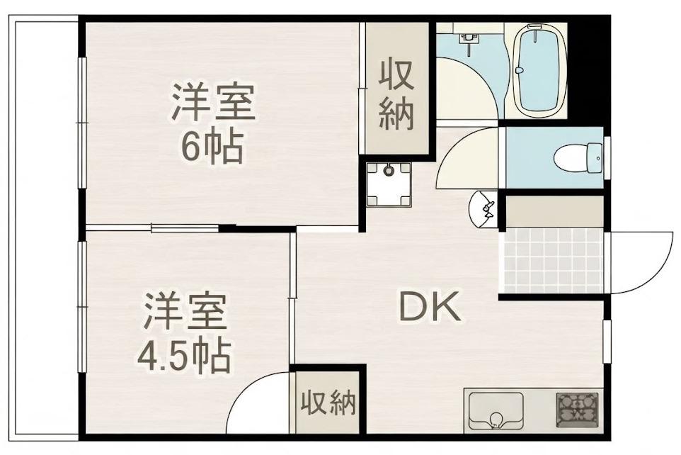 グリーンコーポ北加賀屋(2DK/2階)の間取り写真