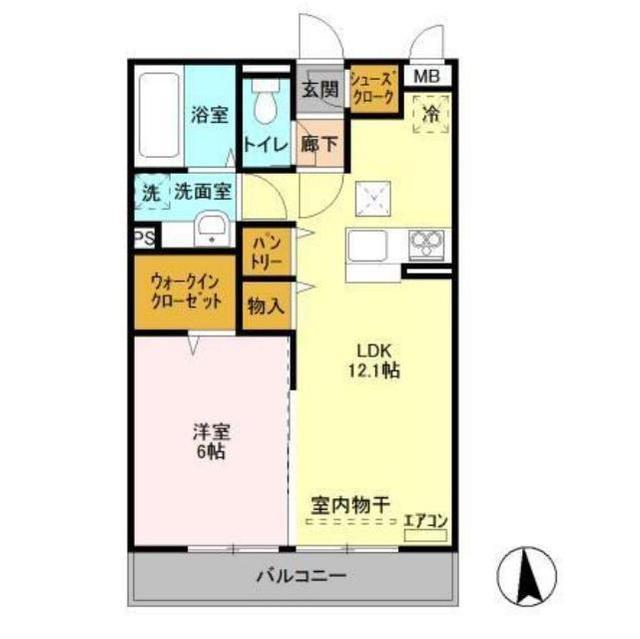 ゼピュロス学園の森 J(1LDK/2階)の間取り写真